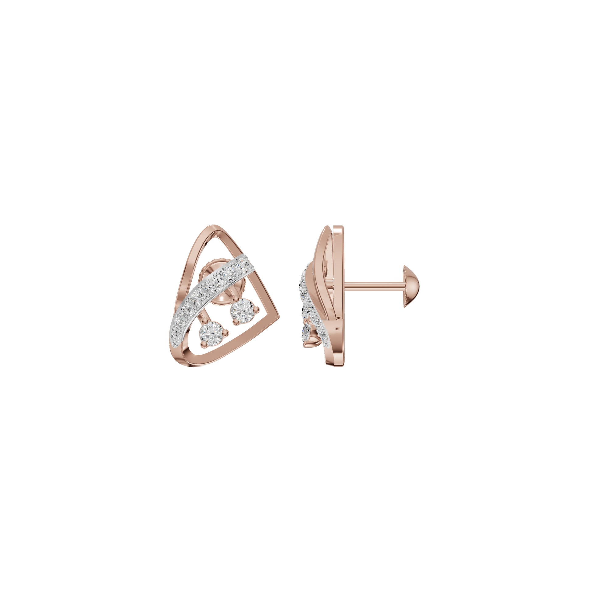 Tangle Round Diamond Stud Earrings 18 KT / Rose Gold