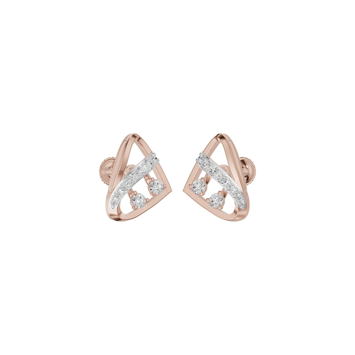 Tangle Round Diamond Stud Earrings 18 KT / Rose Gold