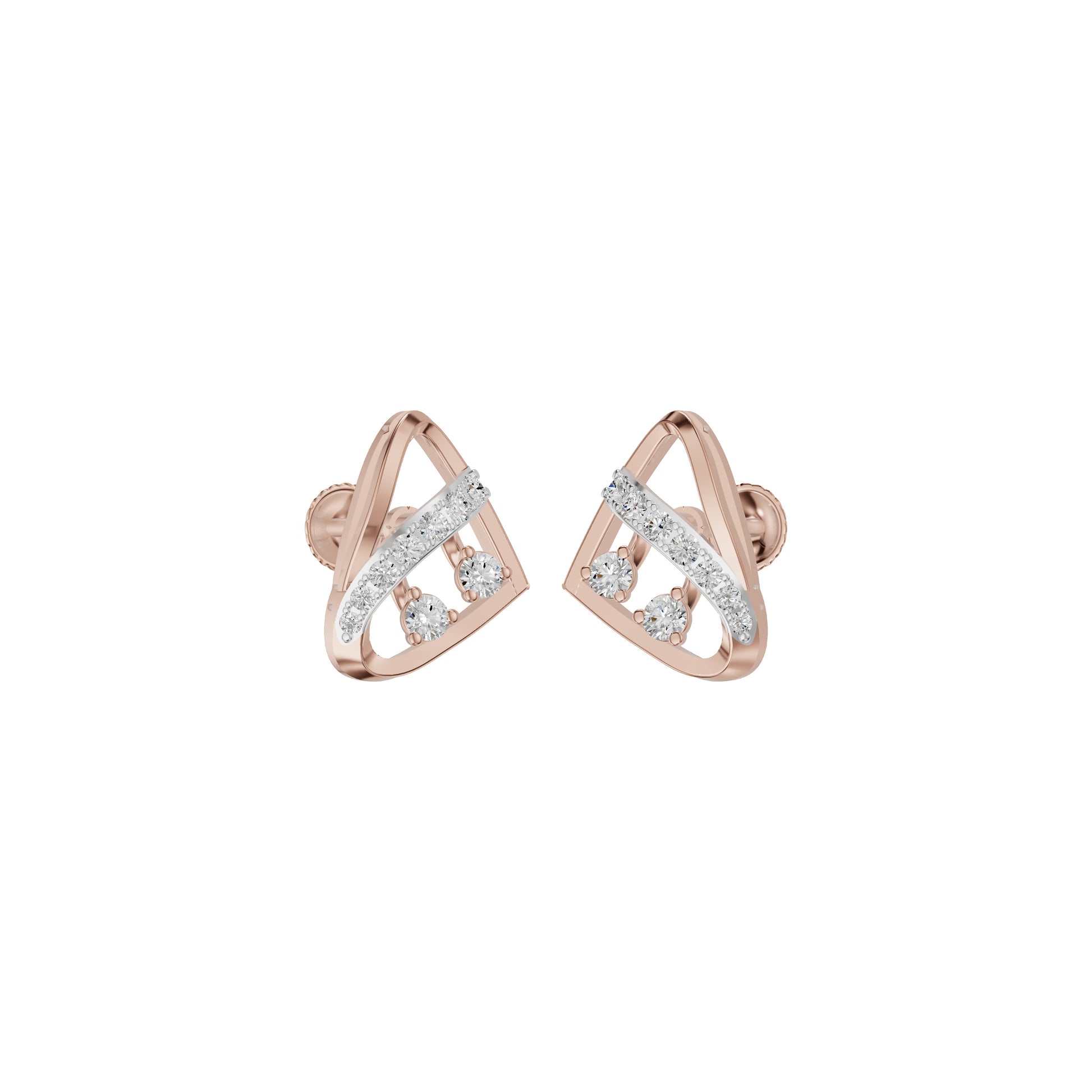 Tangle Round Diamond Stud Earrings 18 KT / Rose Gold