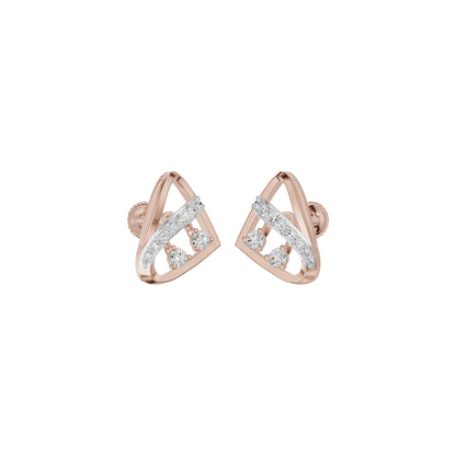 Tangle Round Diamond Stud Earrings 18 KT / Rose Gold