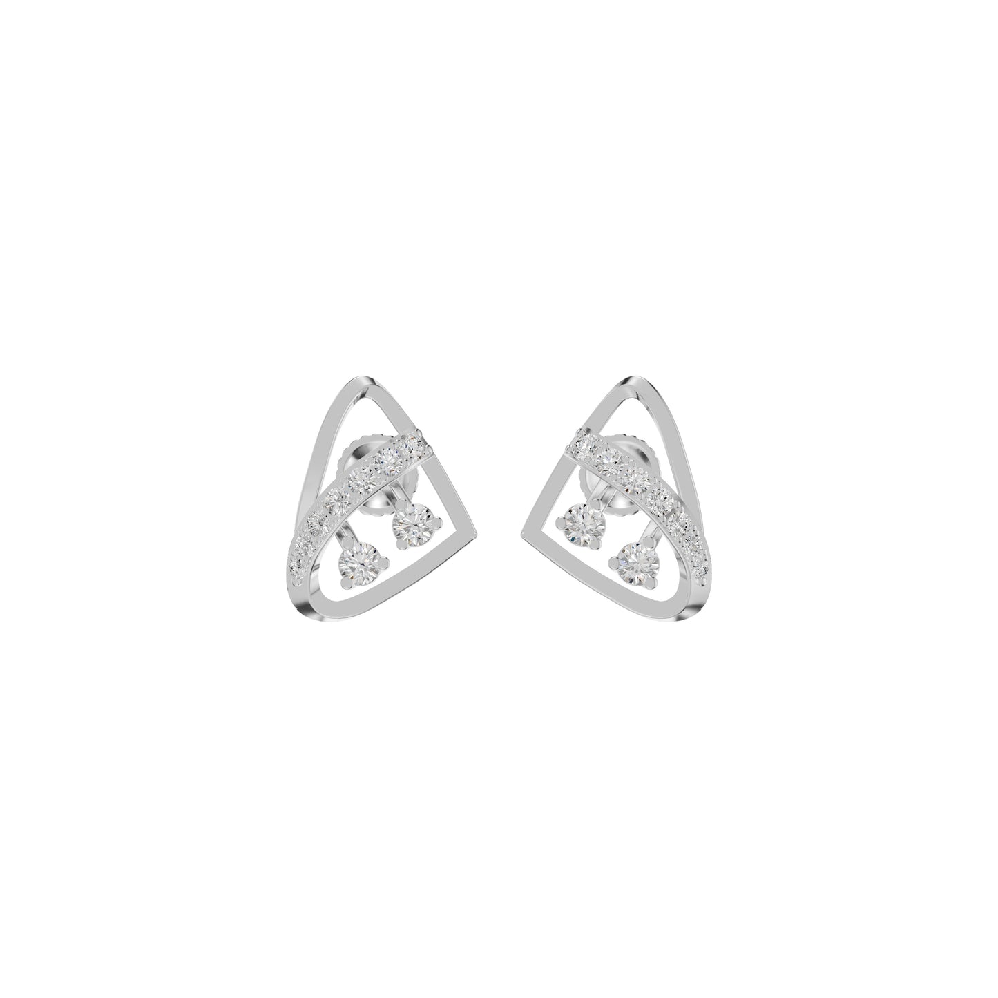 Tangle Round Diamond Stud Earrings 18 KT / White Gold