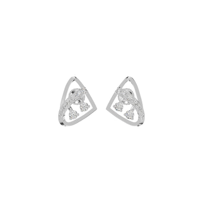 Tangle Round Diamond Stud Earrings 18 KT / White Gold