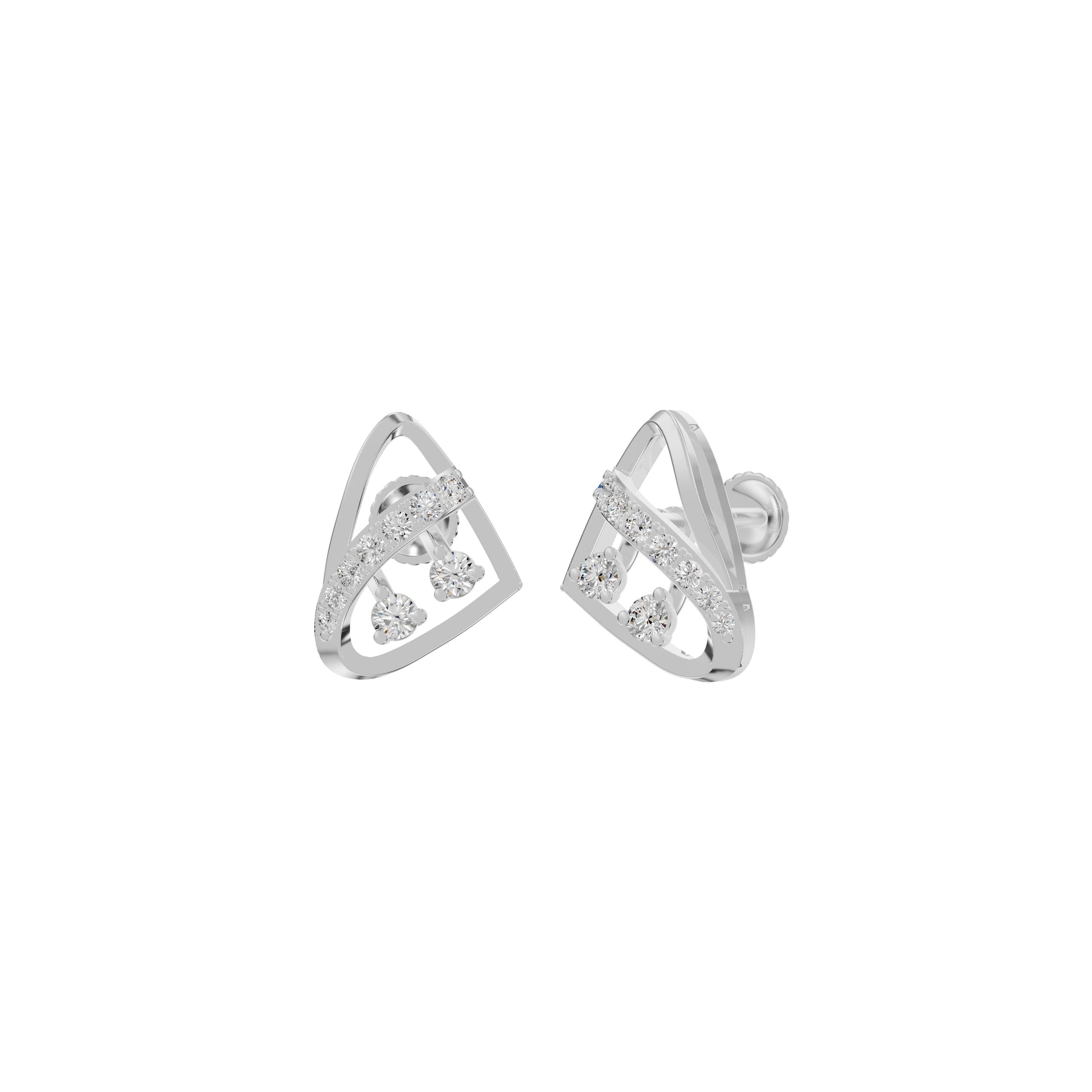 Tangle Round Diamond Stud Earrings 18 KT / White Gold
