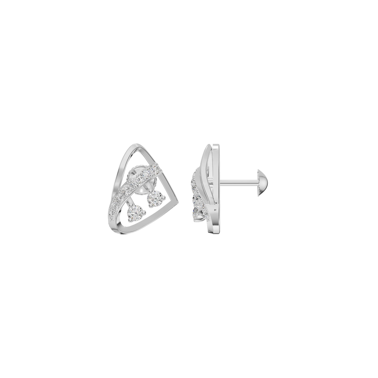 Tangle Round Diamond Stud Earrings 18 KT / White Gold