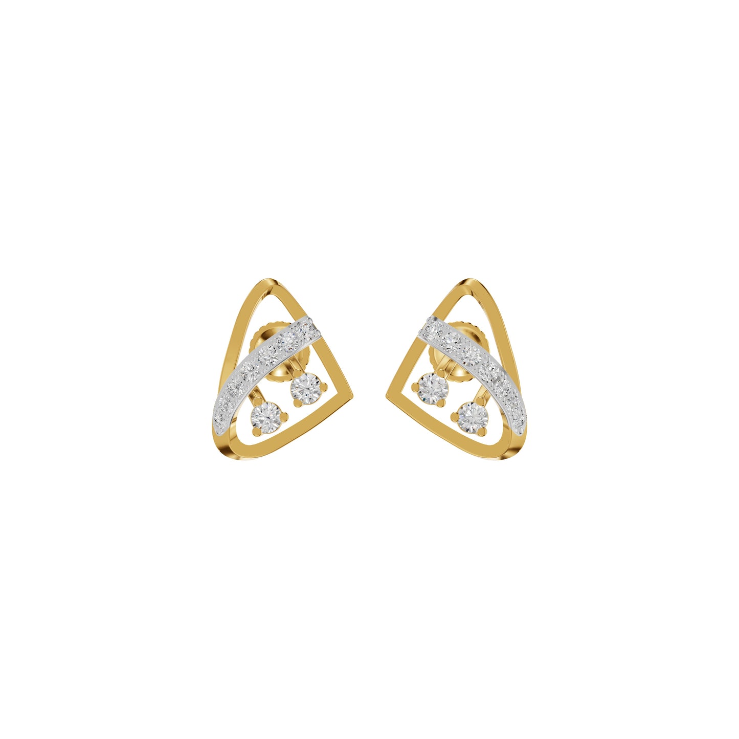 Tangle Round Diamond Stud Earrings 18 KT / Yellow Gold