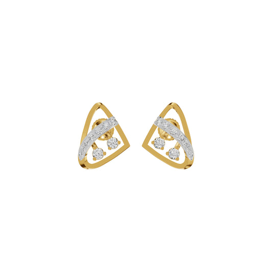 Tangle Round Diamond Stud Earrings 18 KT / Yellow Gold