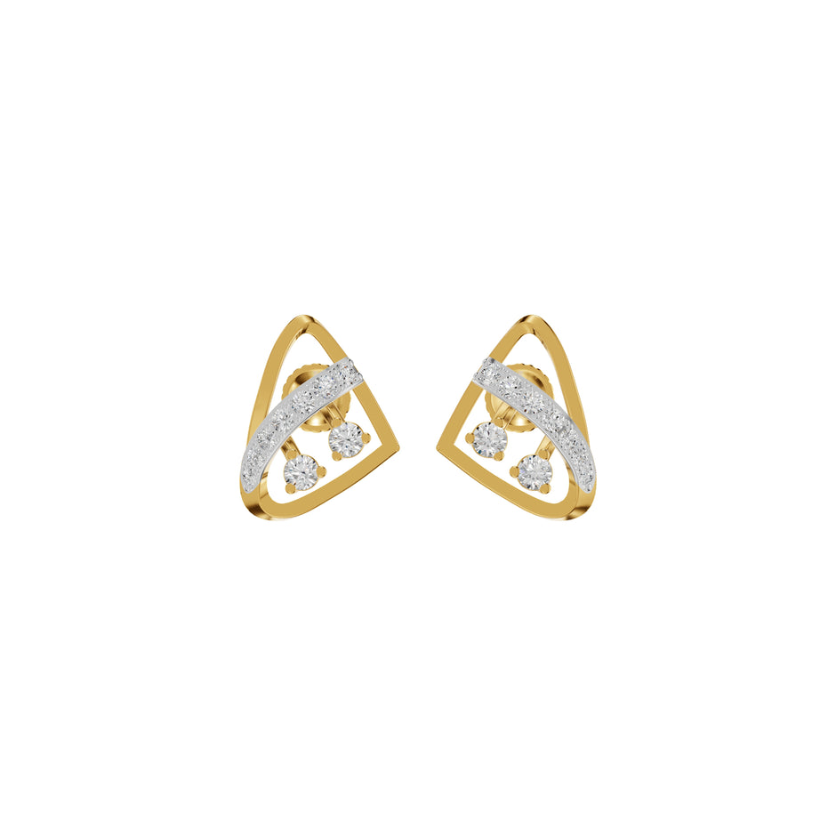 Tangle Round Diamond Stud Earrings 18 KT / Yellow Gold