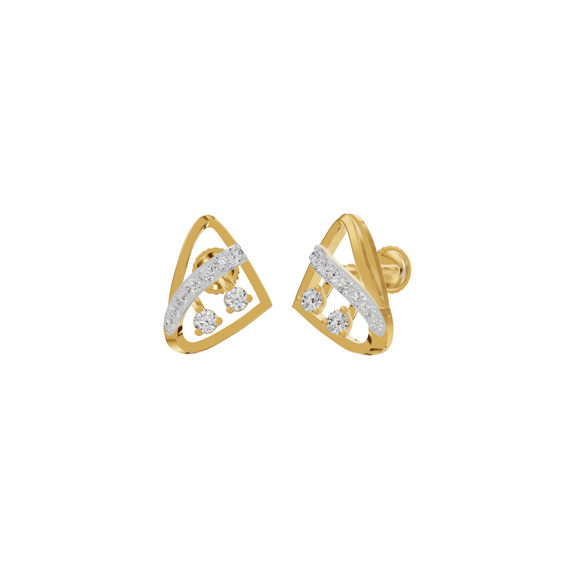 Tangle Round Diamond Stud Earrings 18 KT / Yellow Gold