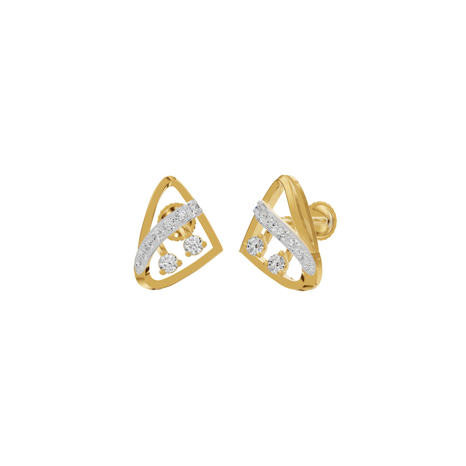 Tangle Round Diamond Stud Earrings 18 KT / Yellow Gold