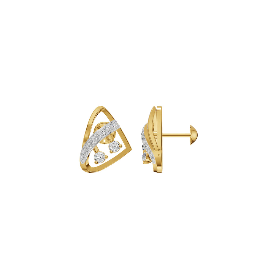 Tangle Round Diamond Stud Earrings 18 KT / Yellow Gold