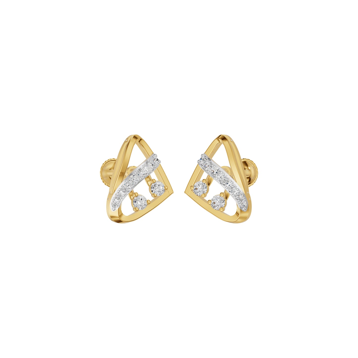 Tangle Round Diamond Stud Earrings 18 KT / Yellow Gold