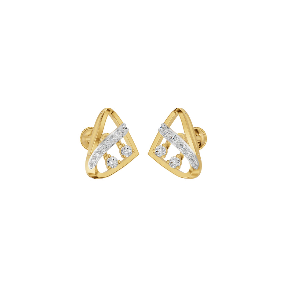 Tangle Round Diamond Stud Earrings 18 KT / Yellow Gold
