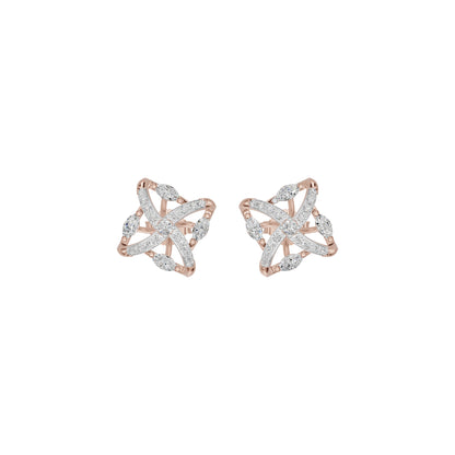 Spiral Star Marquise Round Diamond Stud Earrings