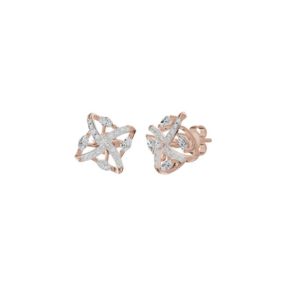 Spiral Star Marquise Round Diamond Stud Earrings