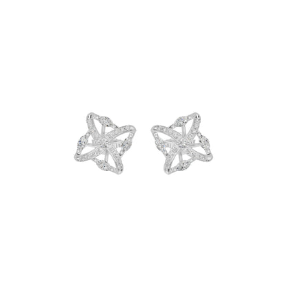 Spiral Star Marquise Round Diamond Stud Earrings