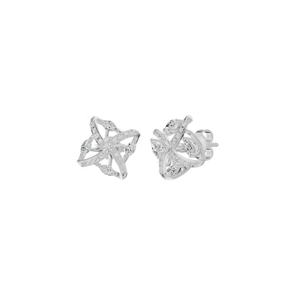 Spiral Star Marquise Round Diamond Stud Earrings