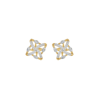 Spiral Star Marquise Round Diamond Stud Earrings
