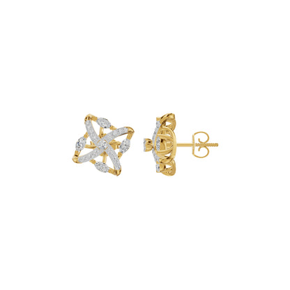 Spiral Star Marquise Round Diamond Stud Earrings