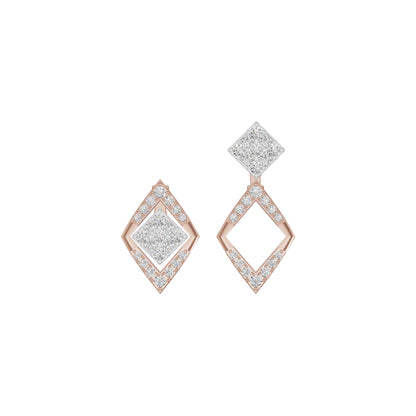 Tilted Square Diamond Stud Earrings 18 KT / Rose Gold