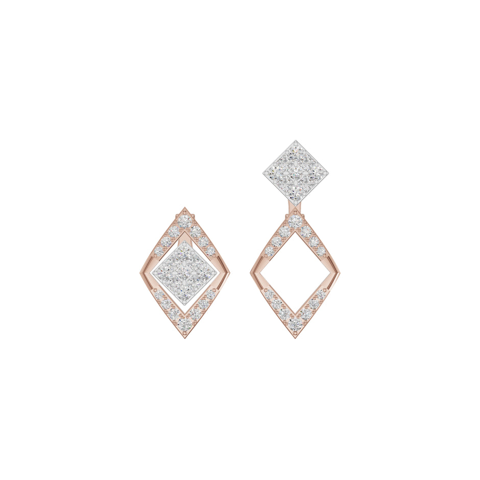 Tilted Square Diamond Stud Earrings 18 KT / Rose Gold