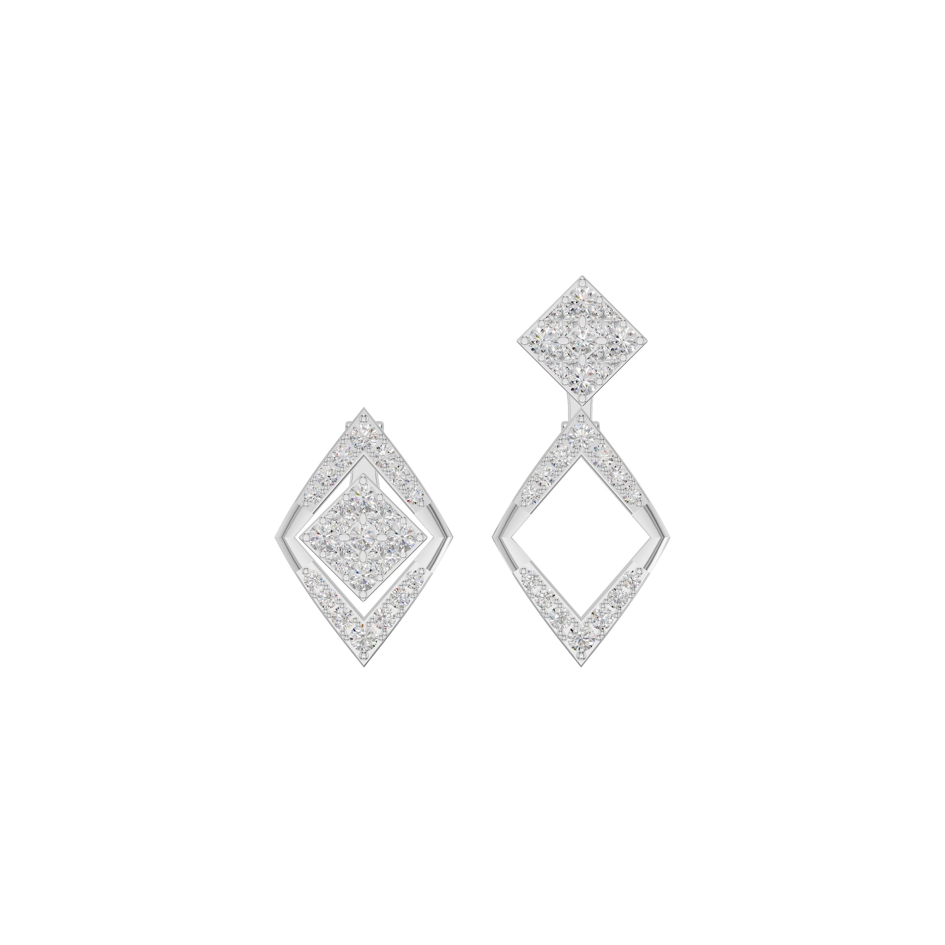 Tilted Square Diamond Stud Earrings 18 KT / White Gold
