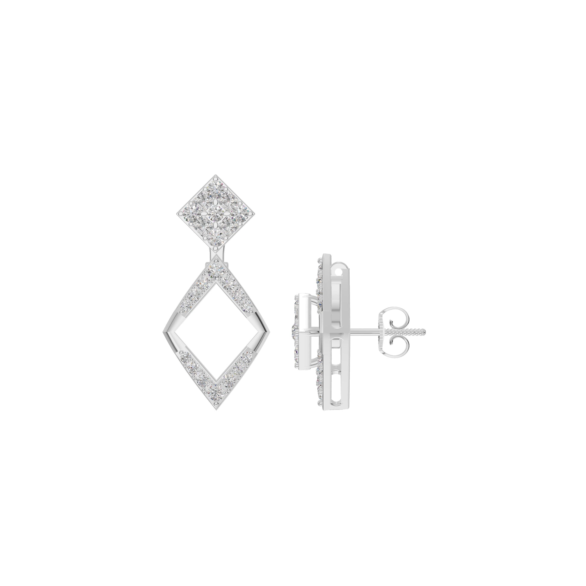 Tilted Square Diamond Stud Earrings 18 KT / White Gold
