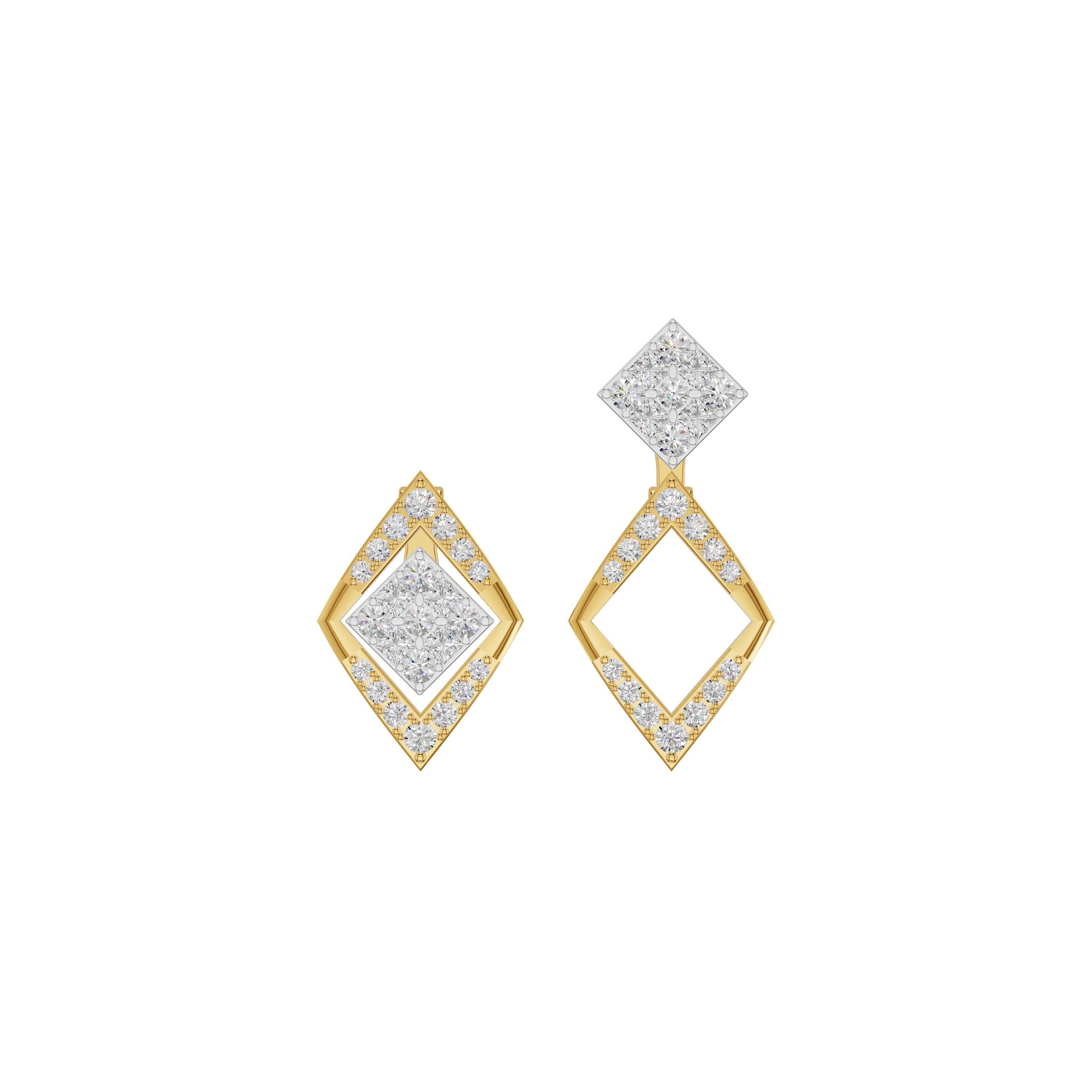 Tilted Square Diamond Stud Earrings 18 KT / Yellow Gold
