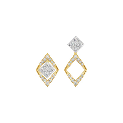 Tilted Square Diamond Stud Earrings 18 KT / Yellow Gold