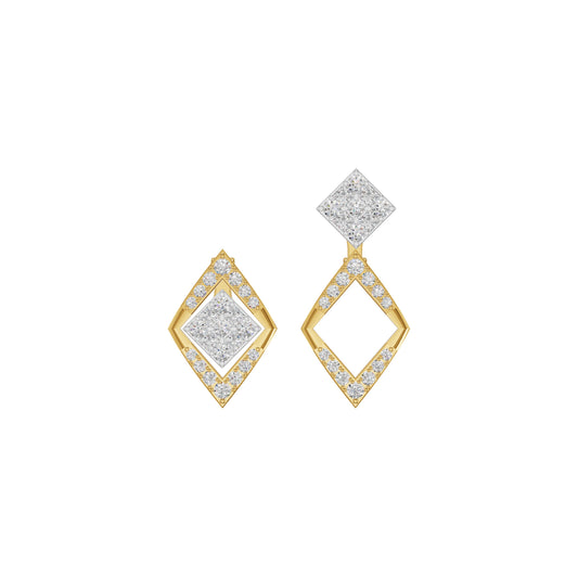Tilted Square Diamond Stud Earrings 18 KT / Yellow Gold
