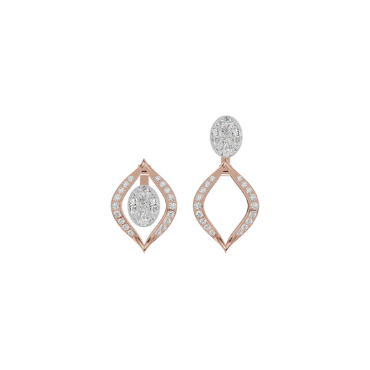 Elegant Drop Multi-Diamond Stud Earrings 18 KT / Rose Gold