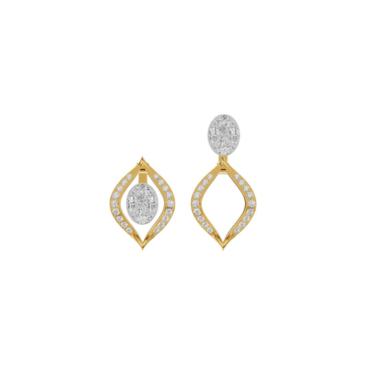 Elegant Drop Multi-Diamond Stud Earrings 18 KT / Yellow Gold