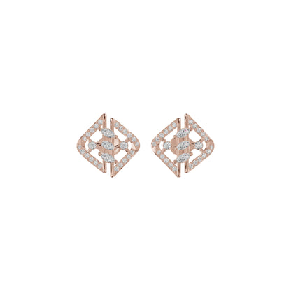 Geometric Open Frame Diamond Stud Earrings