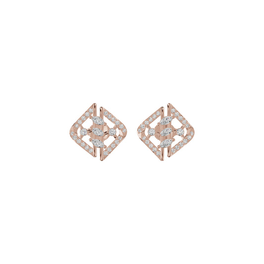 Geometric Open Frame Diamond Stud Earrings