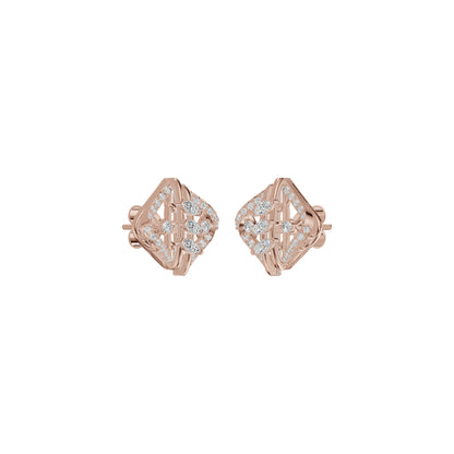 Geometric Open Frame Diamond Stud Earrings