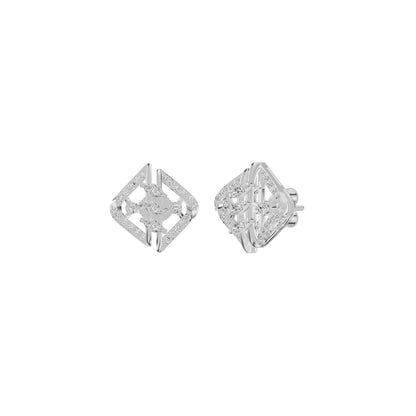 Geometric Open Frame Diamond Stud Earrings
