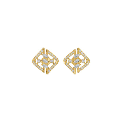 Geometric Open Frame Diamond Stud Earrings