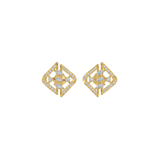 Geometric Open Frame Diamond Stud Earrings