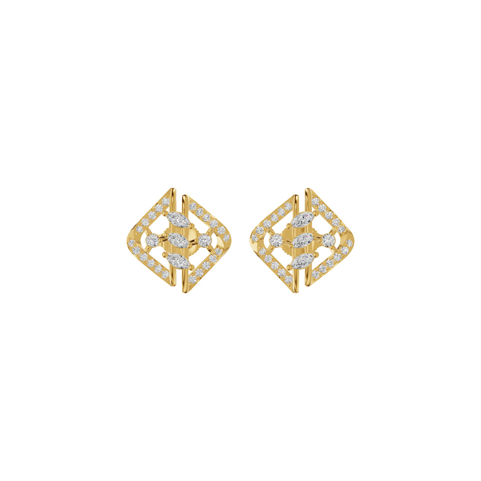 Geometric Open Frame Diamond Stud Earrings