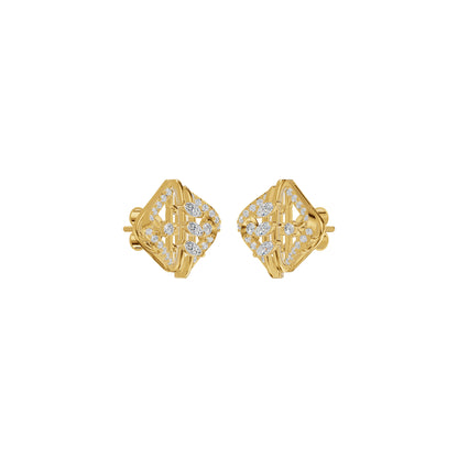 Geometric Open Frame Diamond Stud Earrings