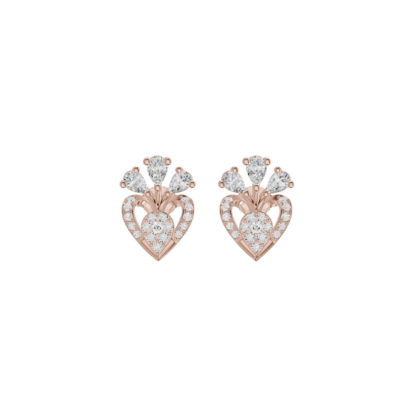 Three Spoke Diamond Stud Earrings