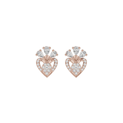 Three Spoke Diamond Stud Earrings