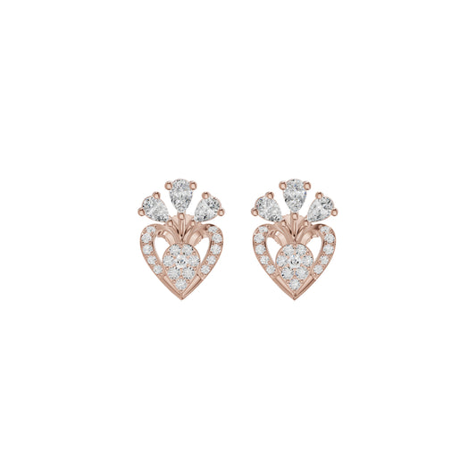 Three Spoke Diamond Stud Earrings