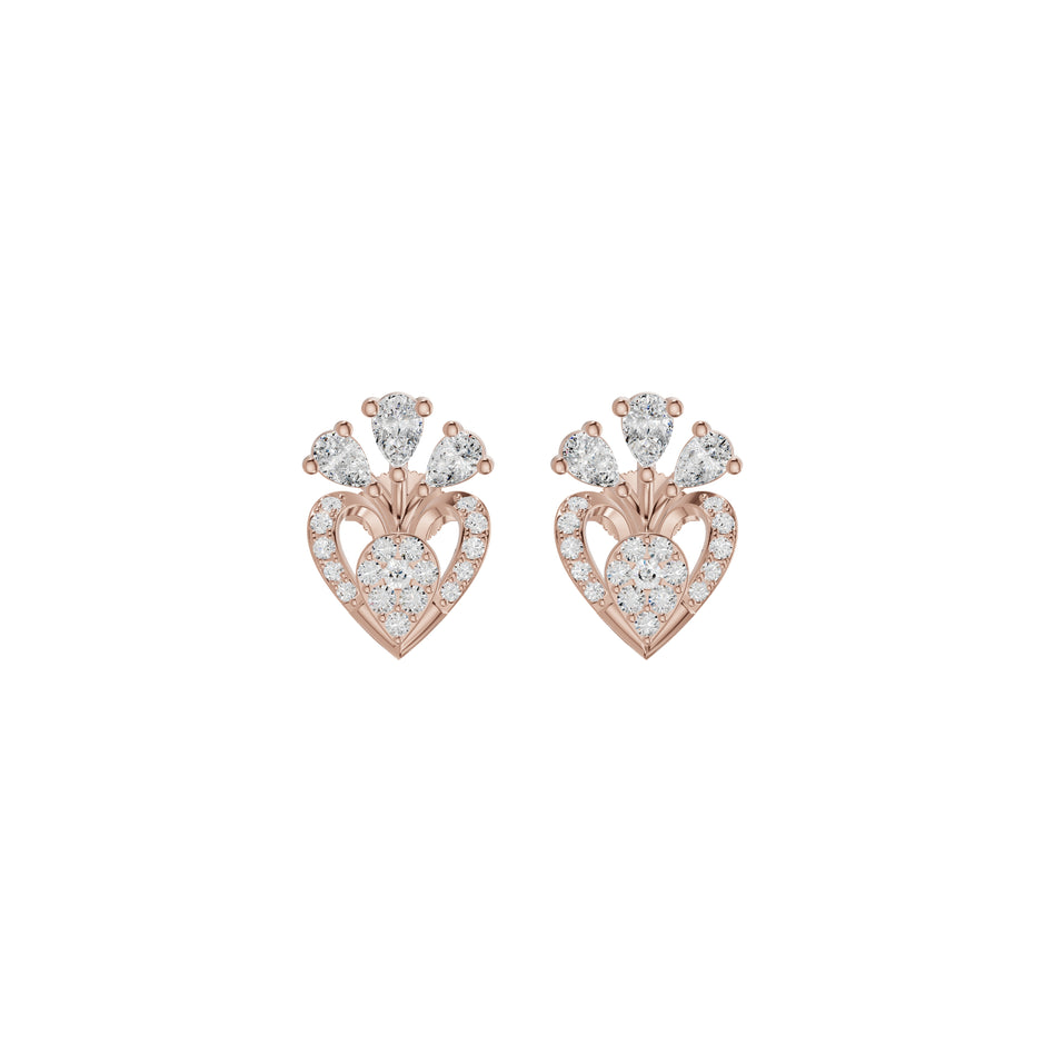 Three Spoke Diamond Stud Earrings