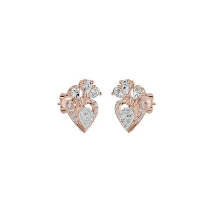 Three Spoke Diamond Stud Earrings