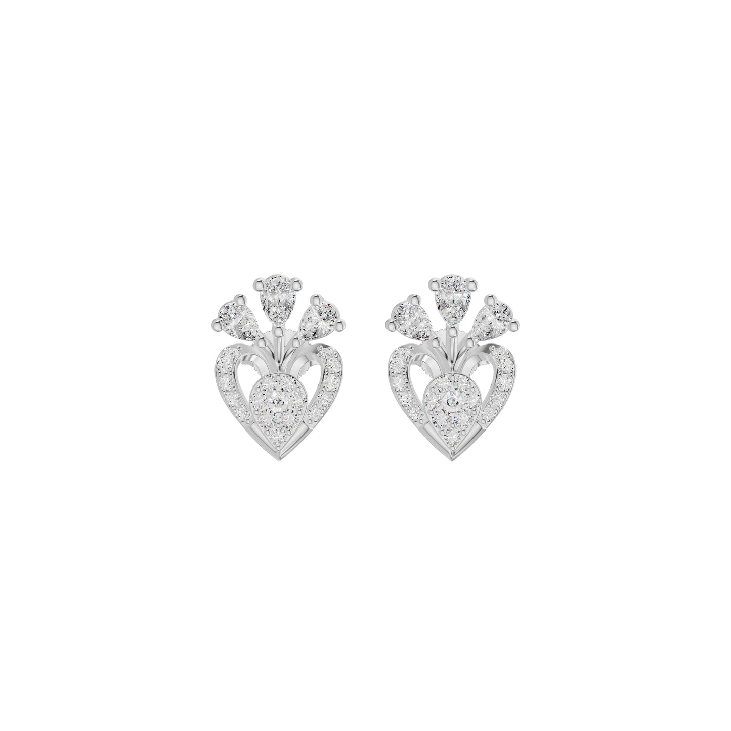 Three Spoke Diamond Stud Earrings