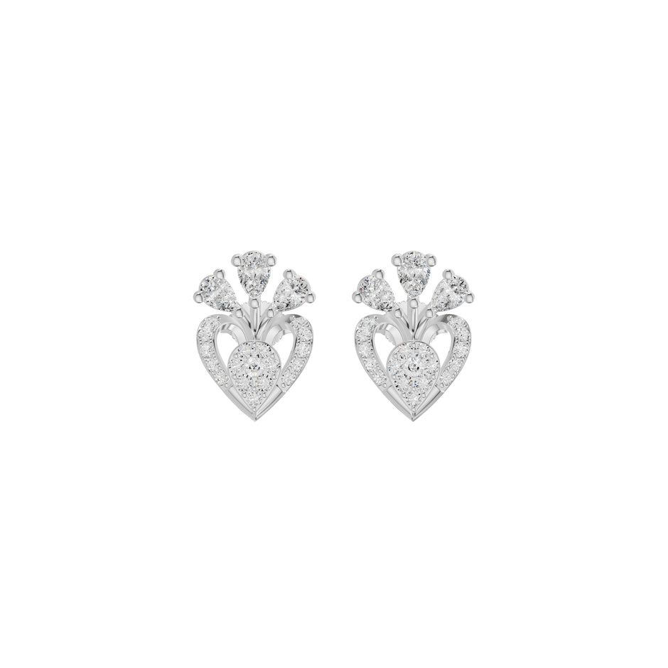 Three Spoke Diamond Stud Earrings