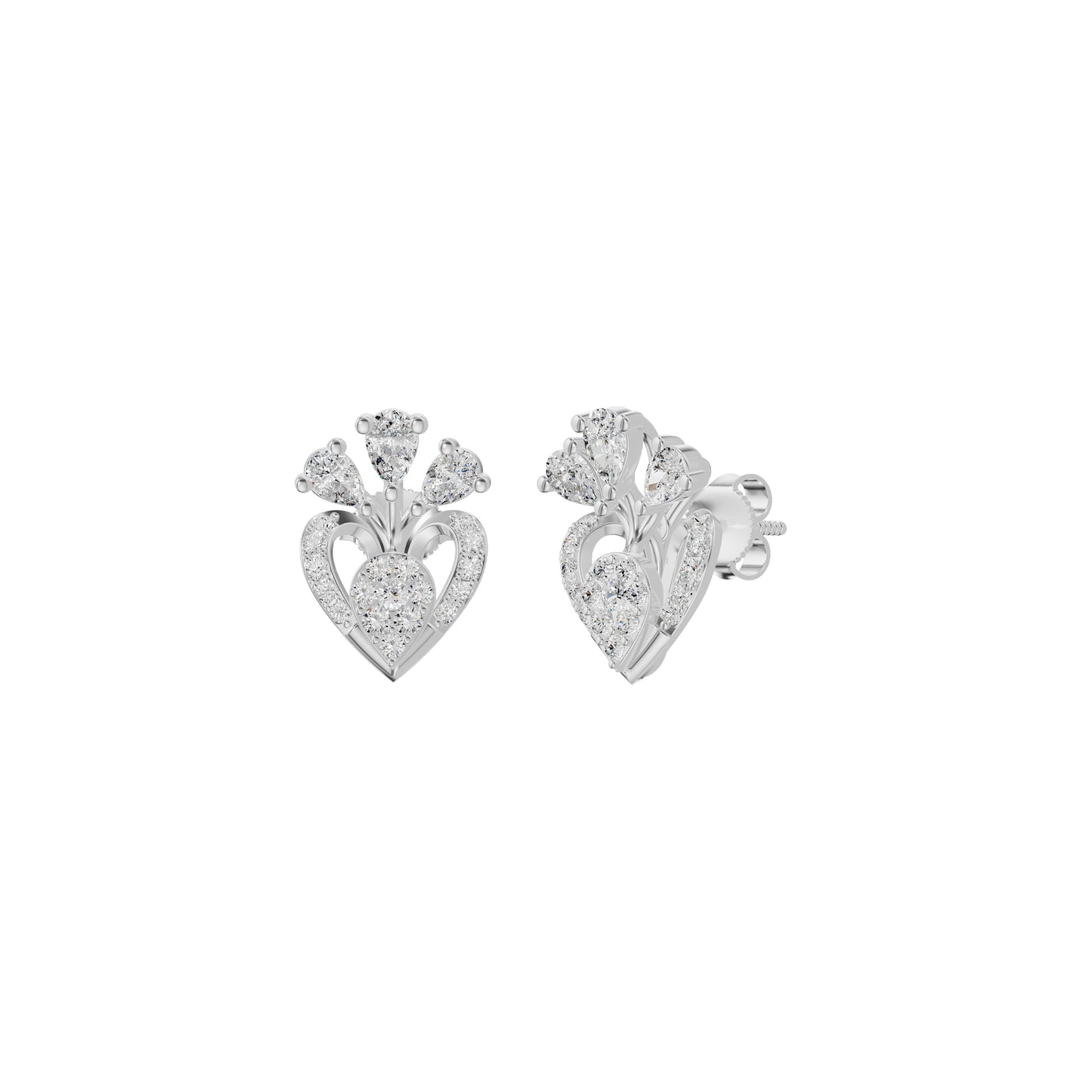 Three Spoke Diamond Stud Earrings