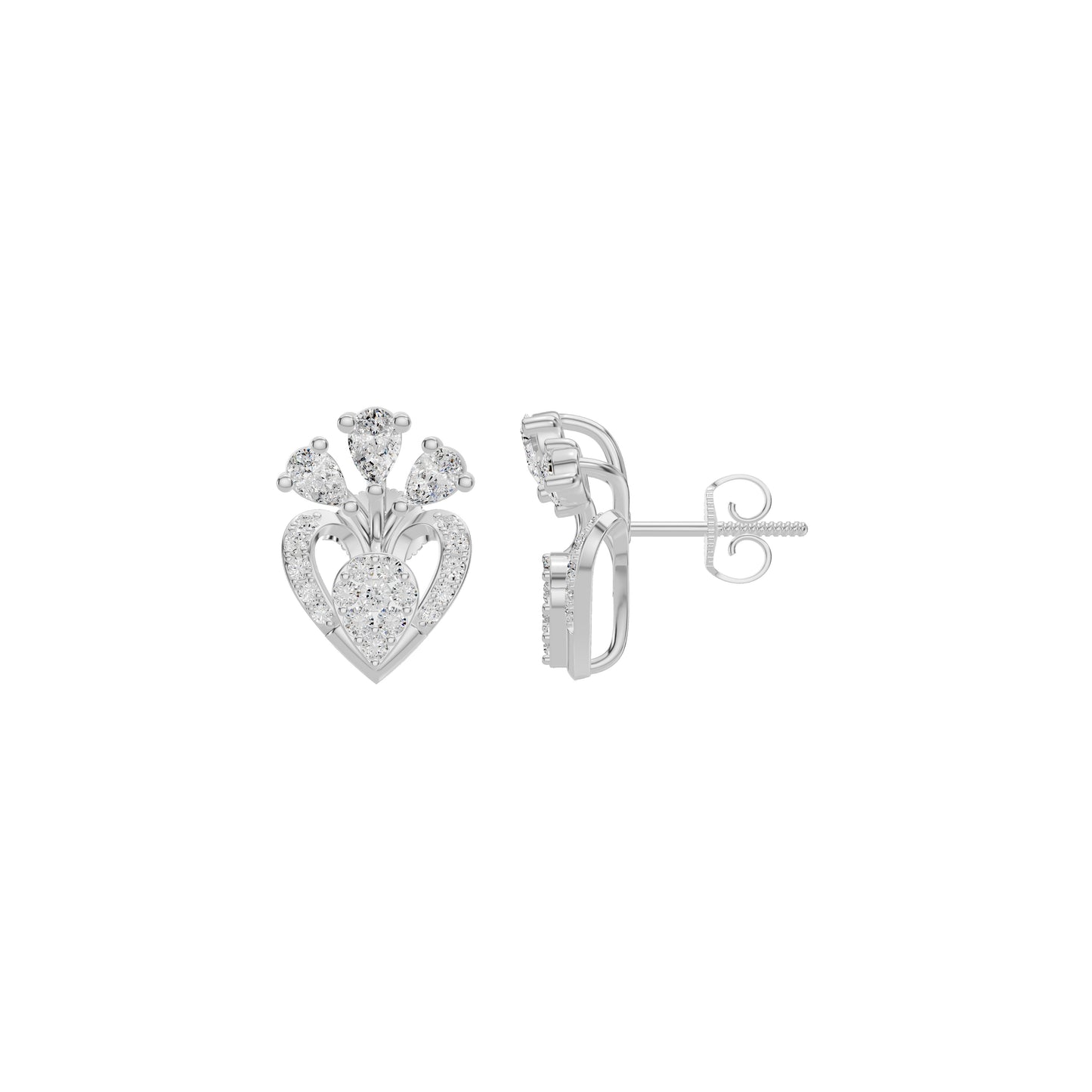 Three Spoke Diamond Stud Earrings
