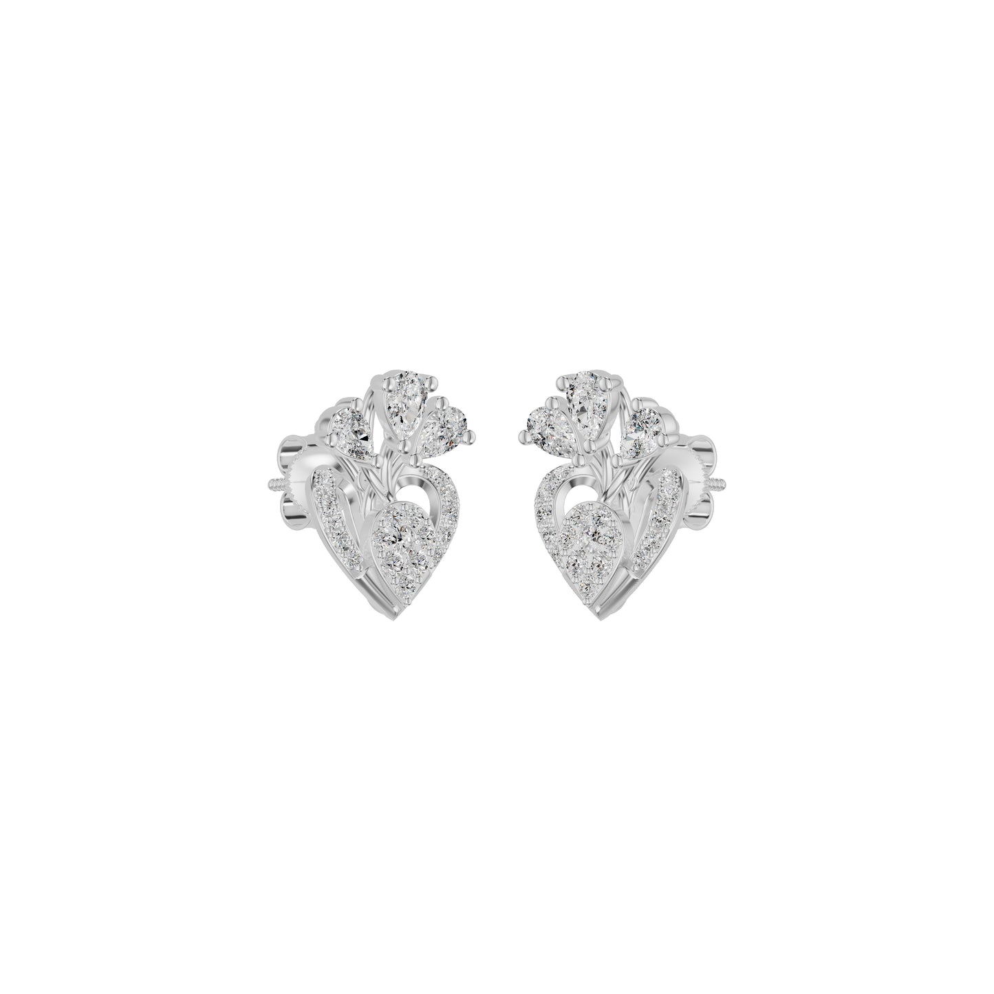 Three Spoke Diamond Stud Earrings