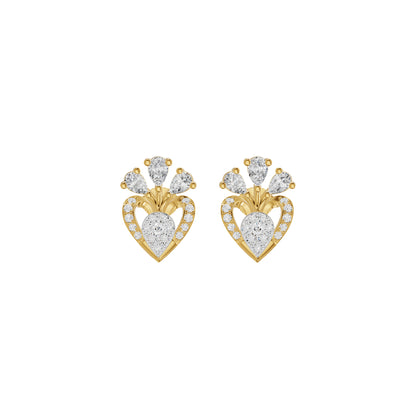 Three Spoke Diamond Stud Earrings